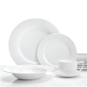 Ensemble de vaisselle en porcelaine Topia Classique de Safdie & Co., blanc, 16 pièces