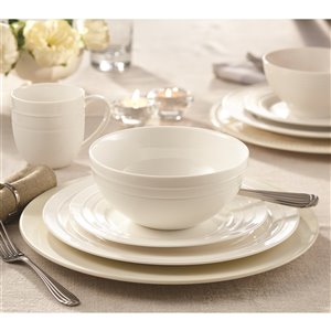Ensemble de vaisselle en porcelaine Circa de Safdie & Co., blanc, 16 pièces
