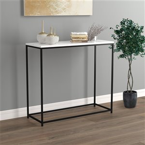 Safdie & Co. Console Table - 31-in - Black/White Marble