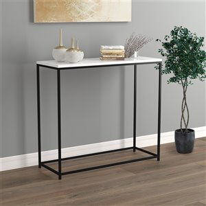 Table console Safdie & Co., 31 po, noir/marbre blanc finition aspect marbre