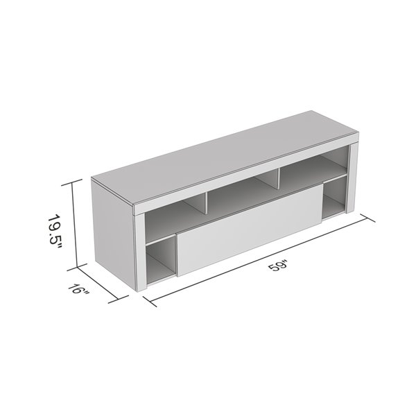 Meuble de télévision Safdie & Co., 1 tiroir et 5 tablettes, 59 po, gris taupe foncé