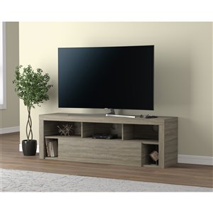 Meuble de télévision Safdie & Co., 1 tiroir et 5 tablettes, 59 po, gris taupe foncé