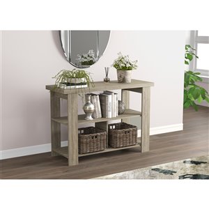 Table console Safdie & Co., 3 tablettes, 41,25 po, gris taupe foncé