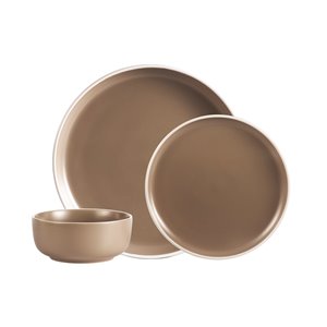 Safdie & Co. Dinnerware Set - Stoneware - Beige - 12 -Piece