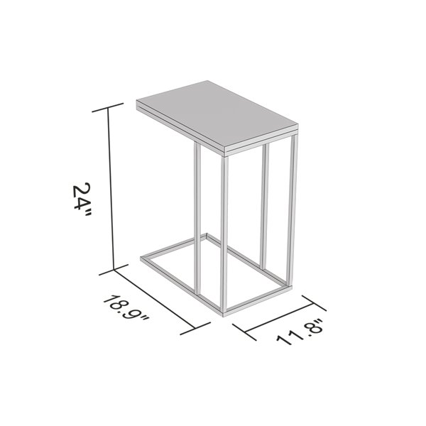 Table d'appoint Safdie & Co., 20 po x 12 po, marbre blanc et métal doré