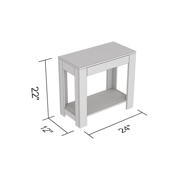 Table d'appoint Safdie & Co., 1 tiroir et 1 tablette, 24 po, bois brun recyclé