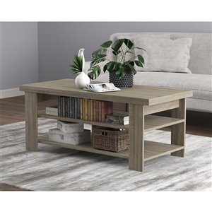 Safdie & Co. Coffee Table - 3 Shelves - 41.25-in - Dark Taupe