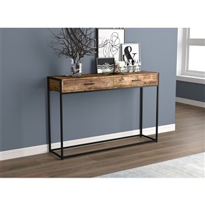 Safdie & Co. Console Table 2 Drawers 48-in Brown Reclaimed Wood