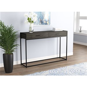 Safdie & Co. Console Table - 2 Drawers - 48-in - Grey/Black