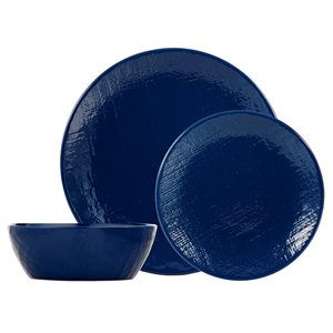 Ensemble de vaisselle en grès de Safdie & Co., bleu marin, 12 pièces