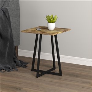 Table d'appoint Safdie & Co., 16 po, bois brun recyclé et métal noir