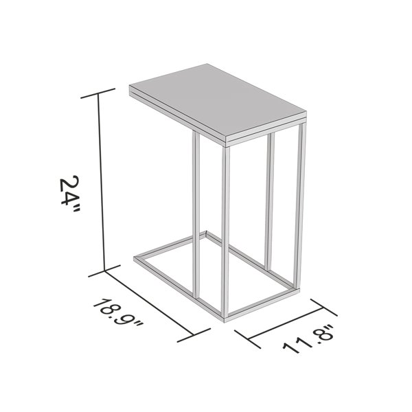 Table d'appoint Safdie & Co., 19 po, marbre blanc et métal noir