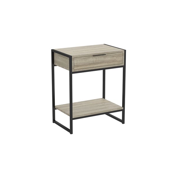 Table d'appoint Safdie & Co., 1 tiroir et 1 tablette, 20 po, gris taupe foncé