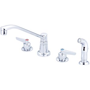 Central Brass Two Handle Concealed Ledge Kitchen Faucet - Polished Chrome
