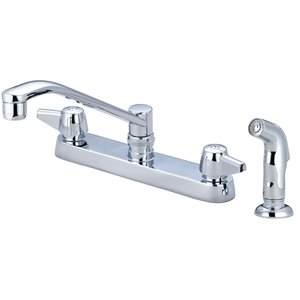 Central Brass Two Handle Cast Brass Kitchen Faucet with Side Spray- Polished Chrome