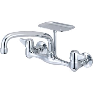 Central Brass Two Handle Wallmount Kitchen Faucet - Polished Chrome