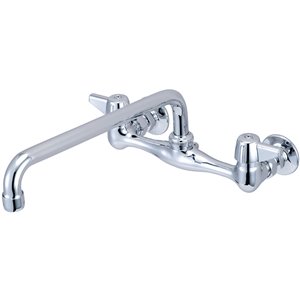 Central Brass Two Handle Wallmount Kitchen Faucet - Polished Chrome