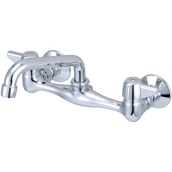 Central Brass Two Handle Wallmount Kitchen Faucet - Polished Chrome