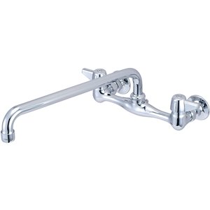 Central Brass Two Handle Wallmount Kitchen Faucet - Polished Chrome