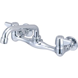 Central Brass Two Handle Wallmount Kitchen Faucet - Polished Chrome