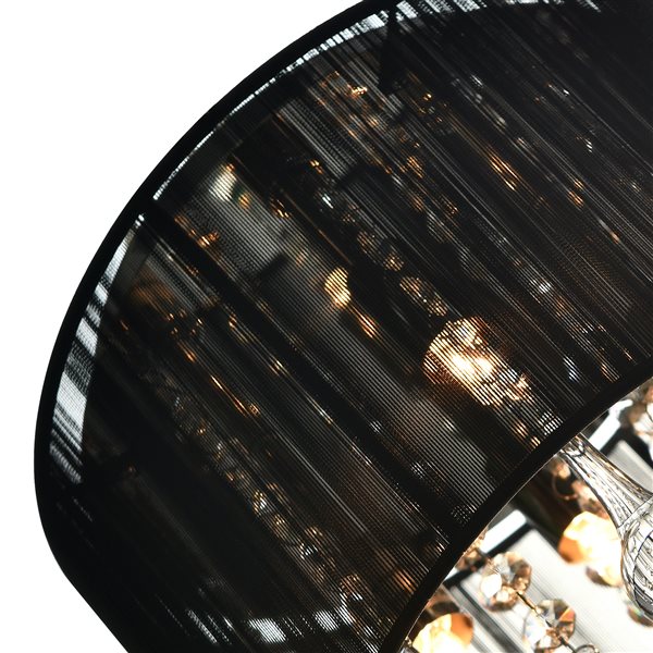 CWI Lighting Water Drop 10-in dia Chrome/Crystal Modern 4-Light Flush-Mount Light w/ Black Drum Shade