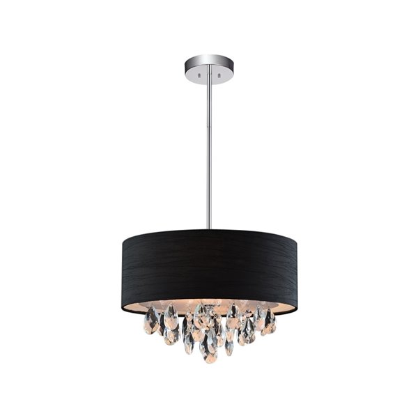 CWI Lighting Dash Chandelier - 3-Light - 14-in x 13-in - Chrome/Black