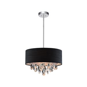 CWI Lighting Dash Chandelier - 3-Light - 14-in x 13-in - Chrome/Black