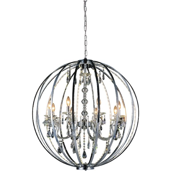 CWI Lighting Abia Chandelier 8Light 34in x 36in Chrome
