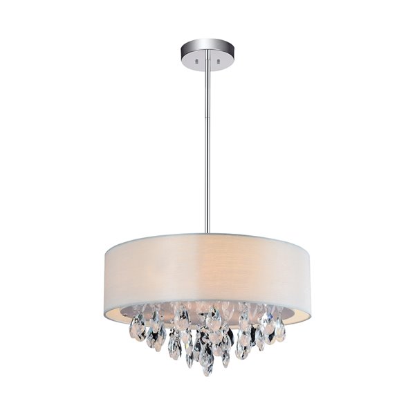 CWI Lighting Dash Chandelier - 3-Light - 14-in x 13-in - Chrome/Off-White