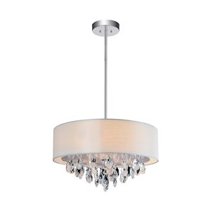 CWI Lighting Dash Chandelier - 3-Light - 14-in x 13-in - Chrome/Off-White