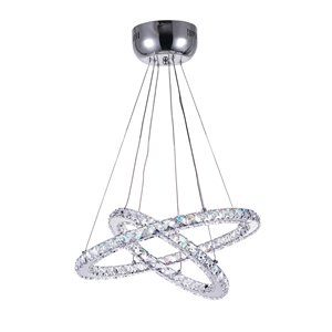 CWI Lighting Ring Chandelier - LED Light - 20-in x 60-in - Chrome