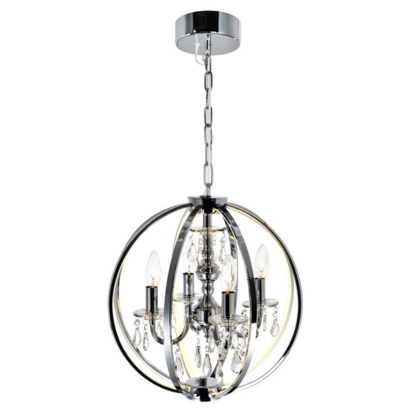 CWI Lighting Abia Chandelier - 4-Light - 16-in x 18-in - Chrome