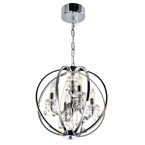 CWI Lighting Abia Chandelier - 4-Light - 16-in x 18-in - Chrome