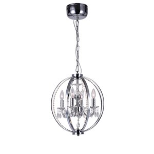 CWI Lighting Abia Chandelier - 4-Light - 16-in x 18-in - Chrome