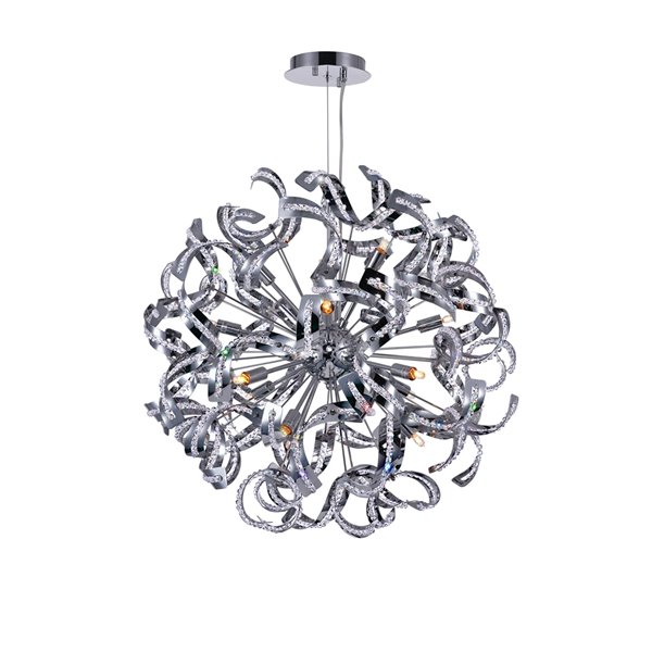 CWI Lighting Swivel Chandelier - 18-Light - 29-in x 29-in - Chrome