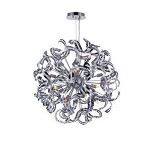 CWI Lighting Swivel Chandelier - 18-Light - 29-in x 29-in - Chrome