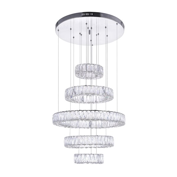 CWI Lighting Madeline Chandelier - LED Light - 24-in x 40-in - Chrome