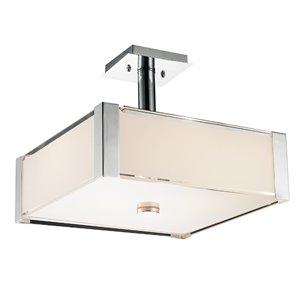 CWI Lighting Lucie Square Ceiling Light - 3-Light - 14-in - Chrome