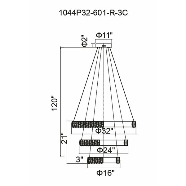 CWI Lighting Madeline Chandelier - LED Light - 32-in x 21-in - Chrome