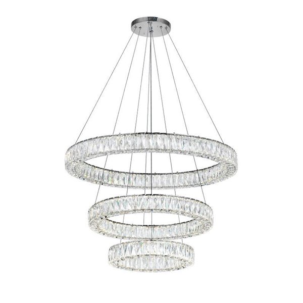 CWI Lighting Madeline Chandelier - LED Light - 32-in x 21-in - Chrome