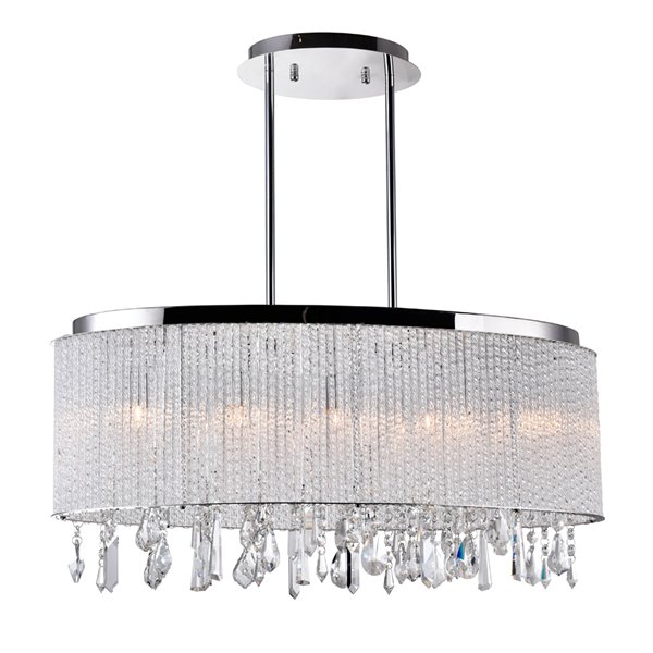 CWI Lighting Benson Chandelier - 5-Light - 10-in x 11-in - Chrome/Clear