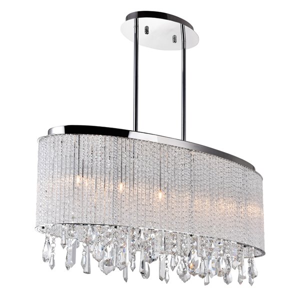 CWI Lighting Benson Chandelier - 5-Light - 10-in x 11-in - Chrome/Clear
