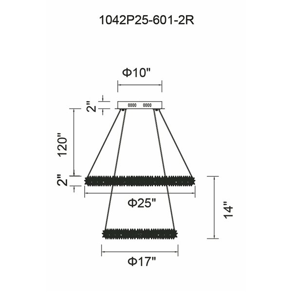 CWI Lighting Arielle Chandelier - LED Light - 2-Tier - 25-in - Chrome