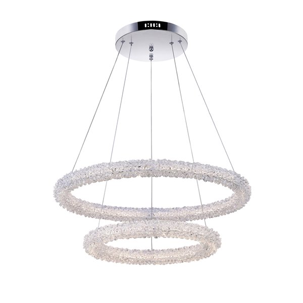 CWI Lighting Arielle Chandelier - LED Light - 2-Tier - 25-in - Chrome