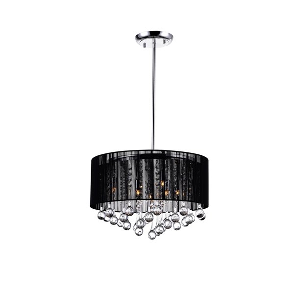 CWI Lighting Water Drop Chandelier - 6-Light - 18-in x 14-in - Chrome/Black