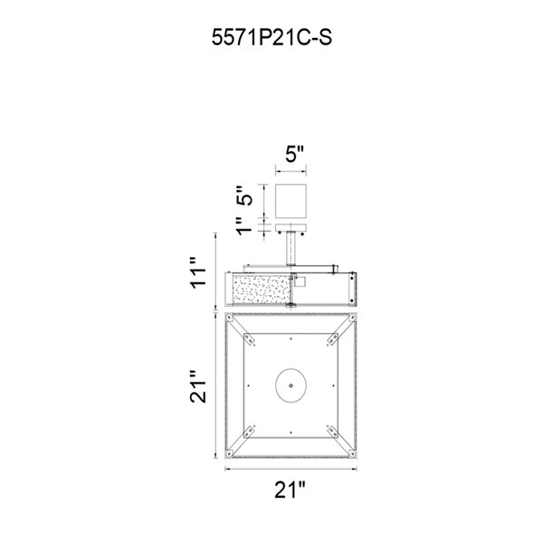 CWI Lighting Lucie Square Ceiling Light - 5-Light - 21-in - Chrome
