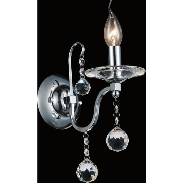 CWI Lighting Valentina Bathroom Wall Sconce - 1-Light - Chrome