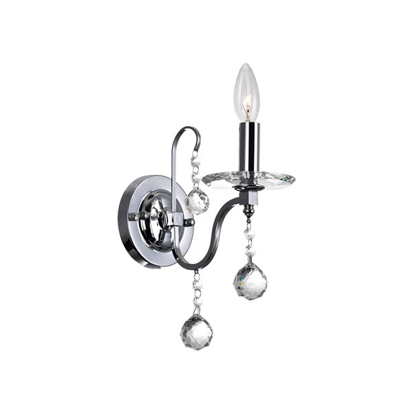 CWI Lighting Valentina Bathroom Wall Sconce - 1-Light - Chrome