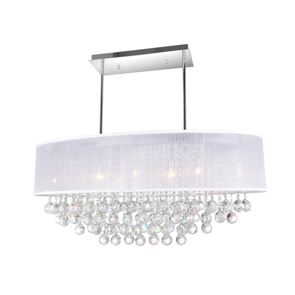 CWI Lighting Radiant Chandelier - 9-Light - 15-in x 11-in - Chrome/White