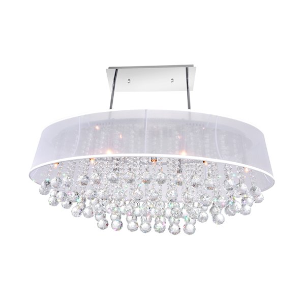 CWI Lighting Radiant Chandelier - 9-Light - 15-in x 11-in - Chrome/White